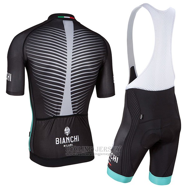 2017 Cycling Jersey Bianchi Milano Ceresole Black Short Sleeve and Bib Short