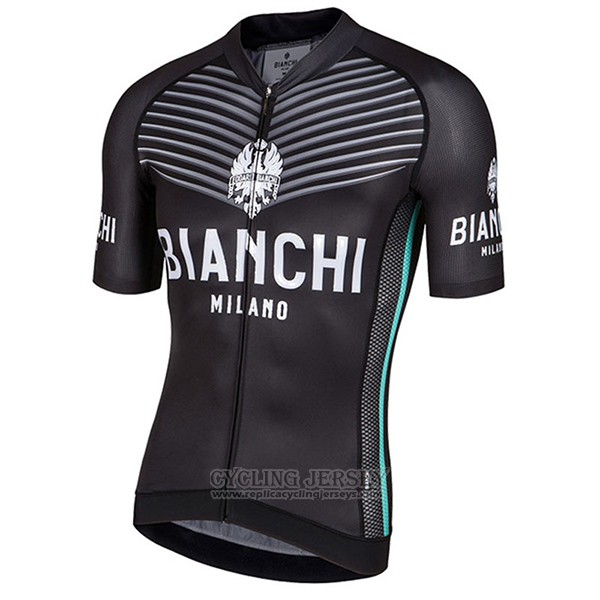 2017 Cycling Jersey Bianchi Milano Ceresole Black Short Sleeve and Bib Short