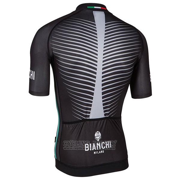 2017 Cycling Jersey Bianchi Milano Ceresole Black Short Sleeve and Bib Short