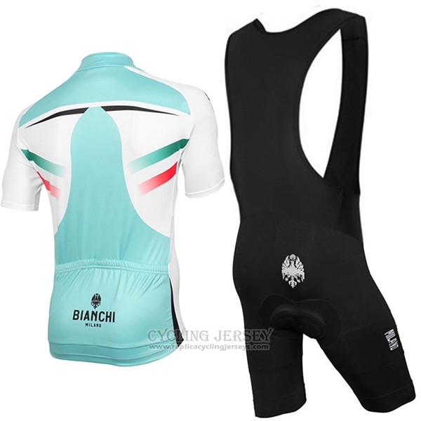 2017 Cycling Jersey Bianchi Milano Green and White Short Sleeve and Bib Short