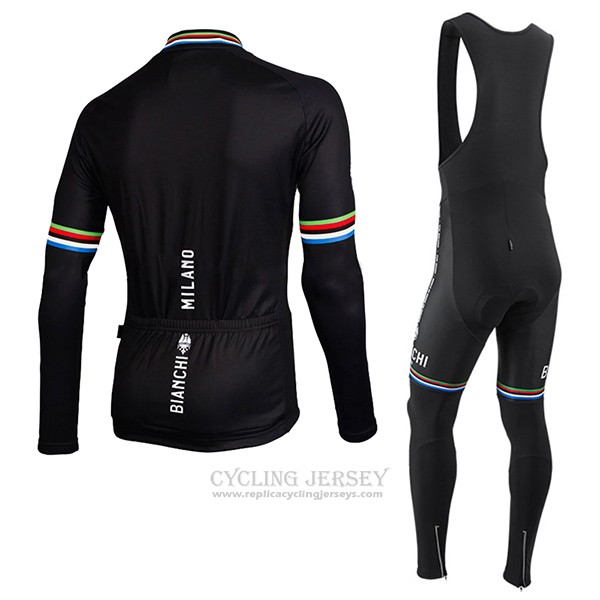 2017 Cycling Jersey Bianchi Milano Ml Black Long Sleeve and Bib Tight