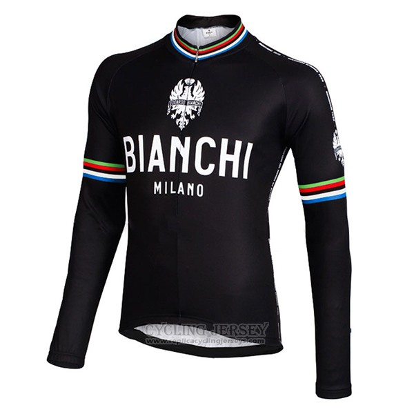 2017 Cycling Jersey Bianchi Milano Ml Black Long Sleeve and Bib Tight