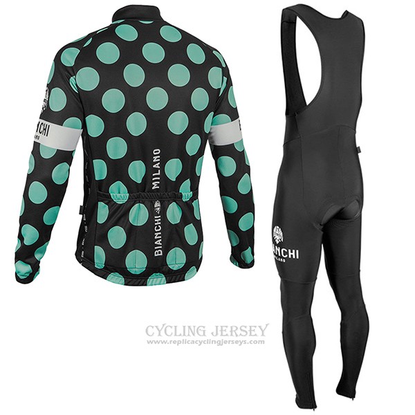 2017 Cycling Jersey Bianchi Milano Ml Black and Green Long Sleeve and Bib Tight