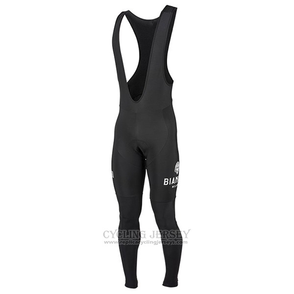 2017 Cycling Jersey Bianchi Milano Ml Black and Green Long Sleeve and Bib Tight