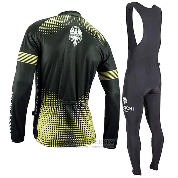 2017 Cycling Jersey Bianchi Milano Ml Black and Yellow Long Sleeve and Bib Tight