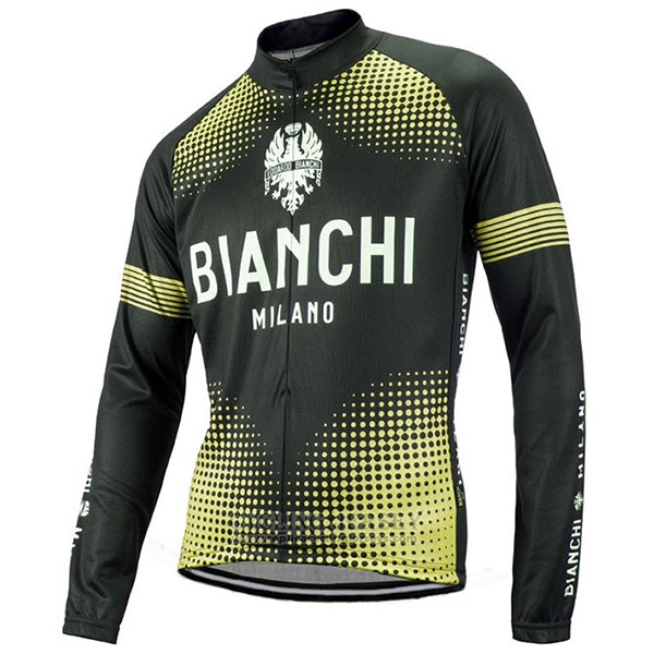 2017 Cycling Jersey Bianchi Milano Ml Black and Yellow Long Sleeve and Bib Tight