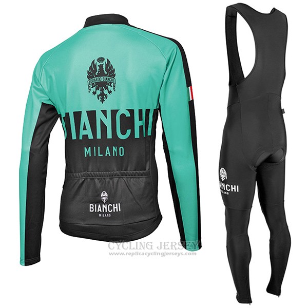 2017 Cycling Jersey Bianchi Milano Ml Green and Black Long Sleeve and Bib Tight