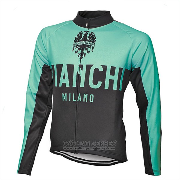 2017 Cycling Jersey Bianchi Milano Ml Green and Black Long Sleeve and Bib Tight