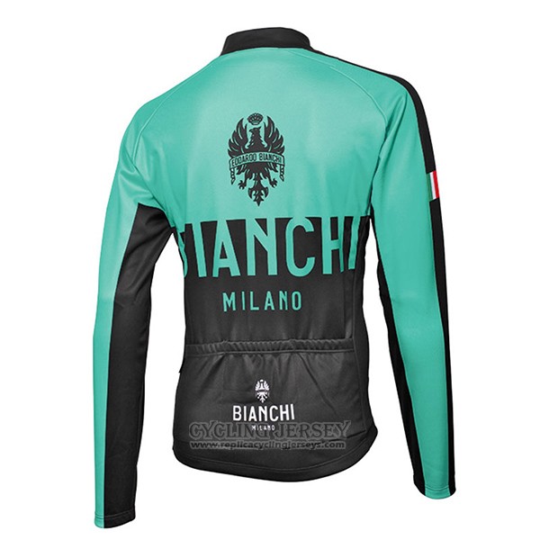 2017 Cycling Jersey Bianchi Milano Ml Green and Black Long Sleeve and Bib Tight