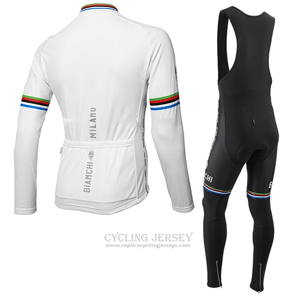 2017 Cycling Jersey Bianchi Milano Ml White Long Sleeve and Bib Tight