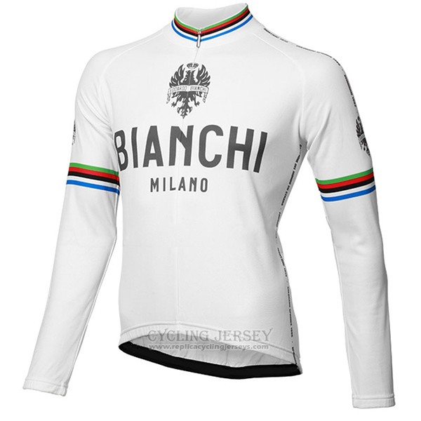 2017 Cycling Jersey Bianchi Milano Ml White Long Sleeve and Bib Tight