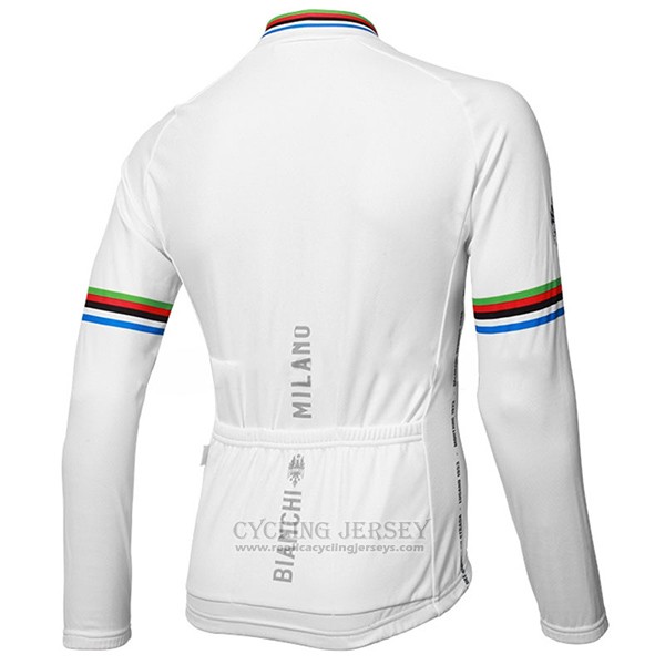 2017 Cycling Jersey Bianchi Milano Ml White Long Sleeve and Bib Tight