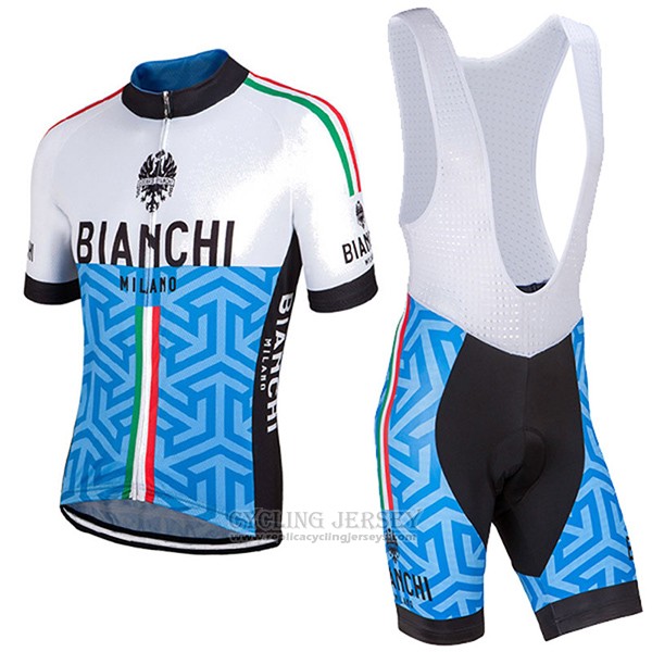 2017 Cycling Jersey Bianchi Milano Pontesei Blue Short Sleeve and Bib Short