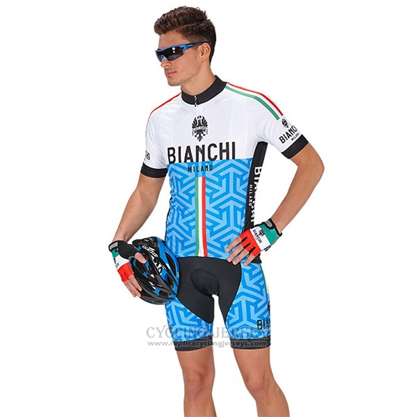 2017 Cycling Jersey Bianchi Milano Pontesei Blue Short Sleeve and Bib Short
