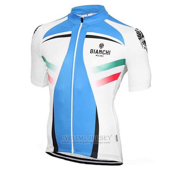 2017 Cycling Jersey Bianchi Milano Sky Blue and White Short Sleeve and Bib Short