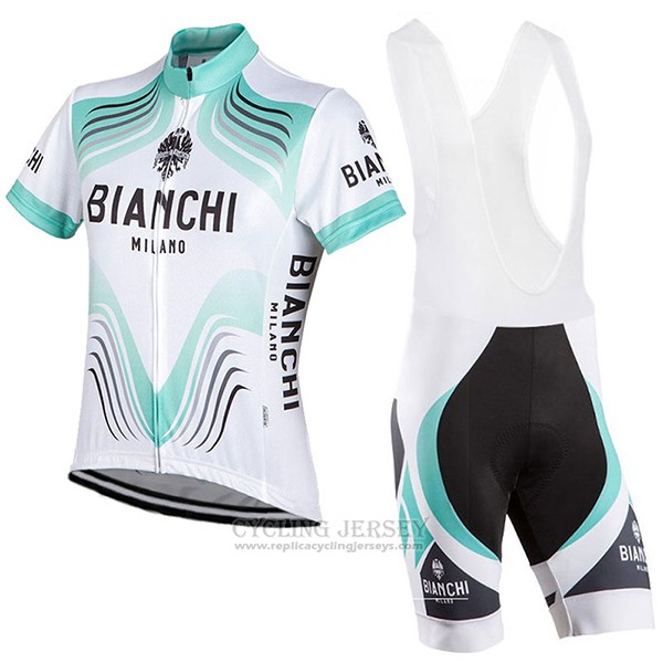 2017 Cycling Jersey Bianchi Milano White Short Sleeve and Bib Short