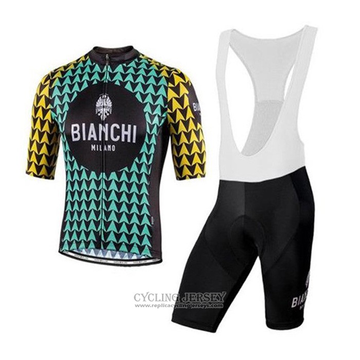 2020 Cycling Jersey Bianchi Black Blue Yellow Short Sleeve And Bib Short
