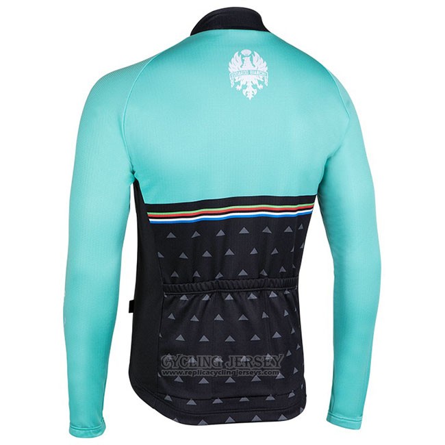 Cycling Jersey Bianchi Milano Nalles Light Blue Black Long Sleeve and Bib Tight