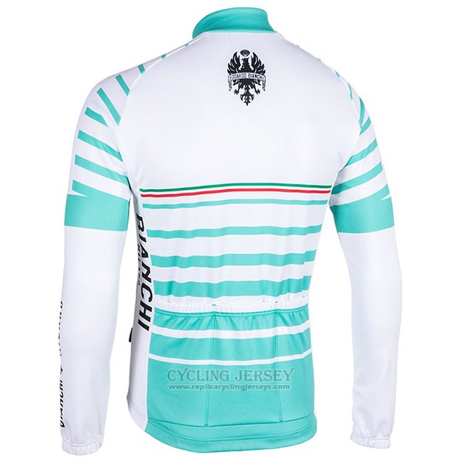 Cycling Jersey Bianchi Milano Nalles Light Blue White Long Sleeve and Bib Tight