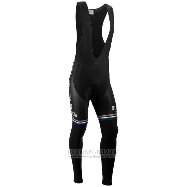 Cycling Jersey Bianchi Milano Nalles Light Blue White Long Sleeve and Bib Tight