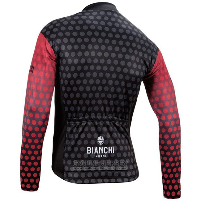 Cycling Jersey Bianchi Milano Petroso Black Red Long Sleeve and Bib Tight