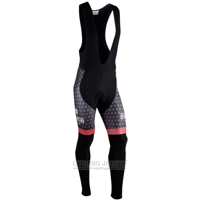 Cycling Jersey Bianchi Milano Petroso Black Red Long Sleeve and Bib Tight