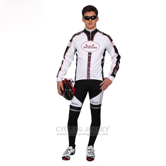 2016 Cycling Jersey Bobteam White Long Sleeve and Bib Tight