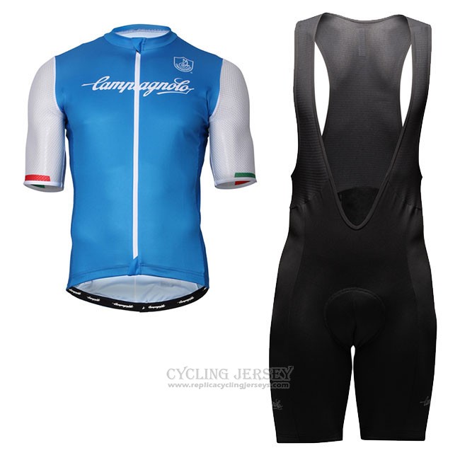Cycling Jersey Campagnolo Iridio Blue White Short Sleeve and Bib Short