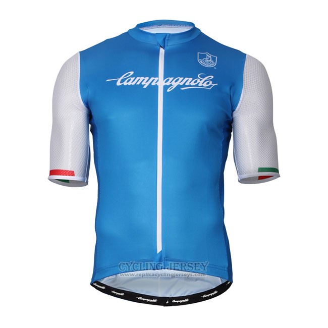 Cycling Jersey Campagnolo Iridio Blue White Short Sleeve and Bib Short