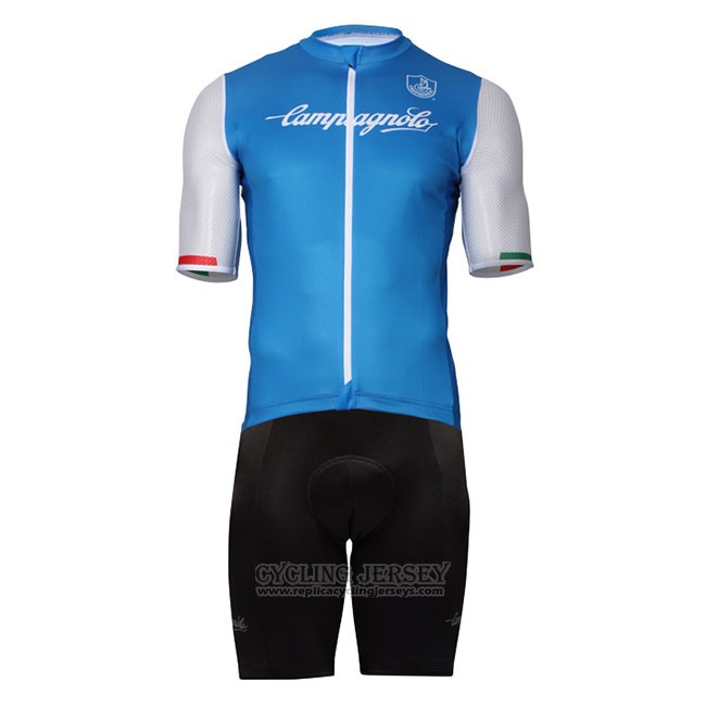 Cycling Jersey Campagnolo Iridio Blue White Short Sleeve and Bib Short