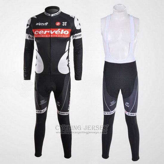 2010 Cycling Jersey Castelli Cervelo White and Black Long Sleeve and Bib Tight