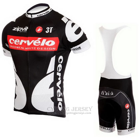 2010 Cycling Jersey Castelli Cervelo White and Black Short Sleeve and Bib Short