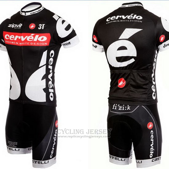 2010 Cycling Jersey Castelli Cervelo White and Black Short Sleeve and Bib Short
