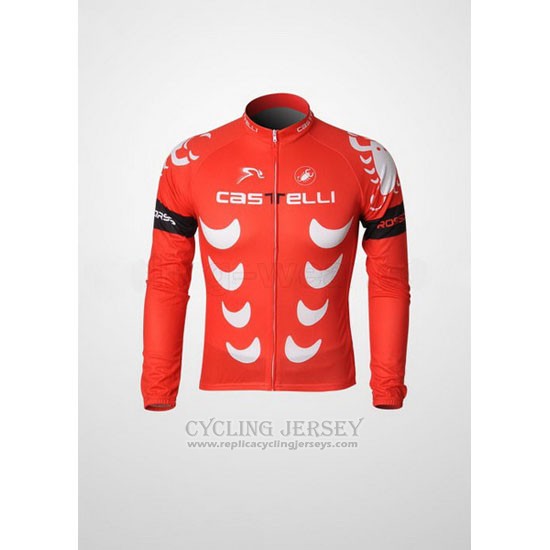 2010 Cycling Jersey Castelli White and Red Long Sleeve and Bib Tight