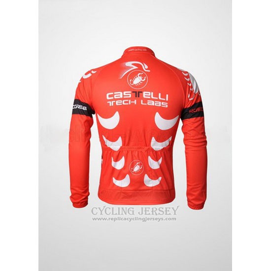 2010 Cycling Jersey Castelli White and Red Long Sleeve and Bib Tight