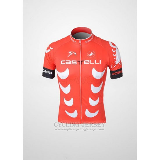2010 Cycling Jersey Castelli White and Red Short Sleeve and Bib Short