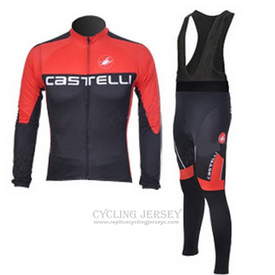 2011 Cycling Jersey Castelli Black Red Long Sleeve and Bib Tight