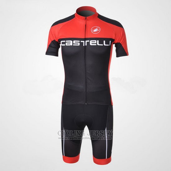 2011 Cycling Jersey Castelli Black and Red Short Sleeve and Bib Short