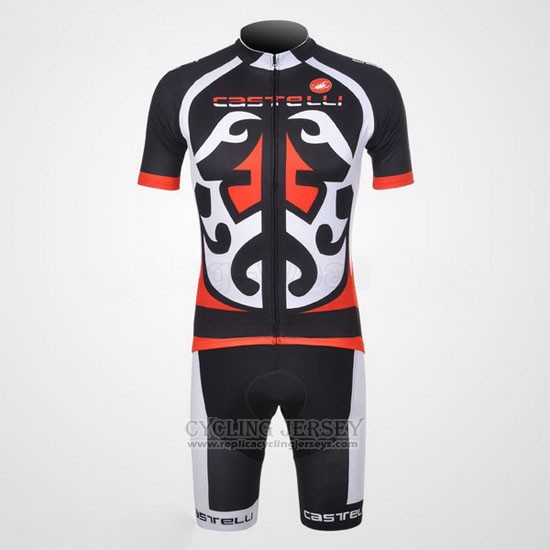 2011 Cycling Jersey Castelli Red and Black Short Sleeve and Bib Short