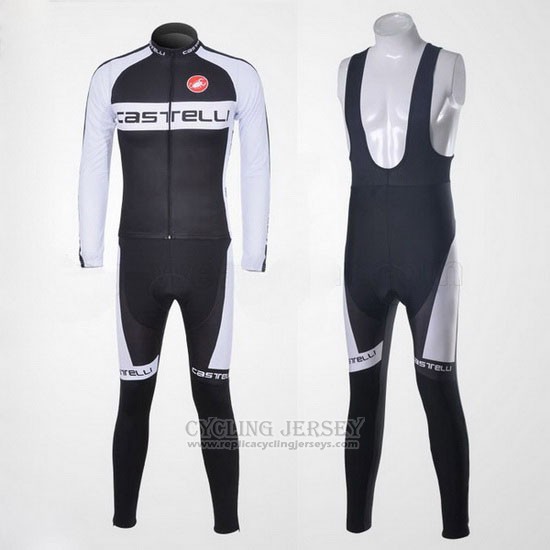 2011 Cycling Jersey Castelli White and Black Long Sleeve and Bib Tight