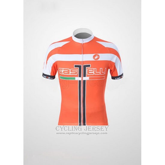 2011 Cycling Jersey Castelli White and Orange Short Sleeve and Bib Short
