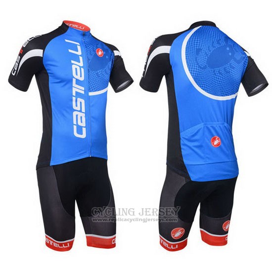 2013 Cycling Jersey Castelli Black and Blue Short Sleeve and Bib Short