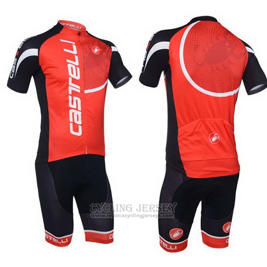 2013 Cycling Jersey Castelli Black and Red Short Sleeve and Bib Short