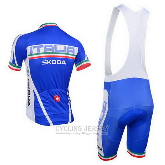 2013 Cycling Jersey Castelli Italy White and Blue Short Sleeve and Bib Short