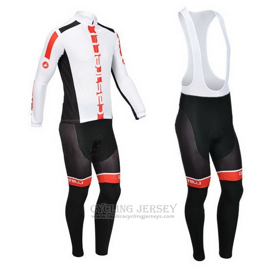 2013 Cycling Jersey Castelli Orange and White Long Sleeve and Bib Tight