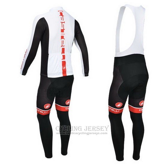 2013 Cycling Jersey Castelli Orange and White Long Sleeve and Bib Tight