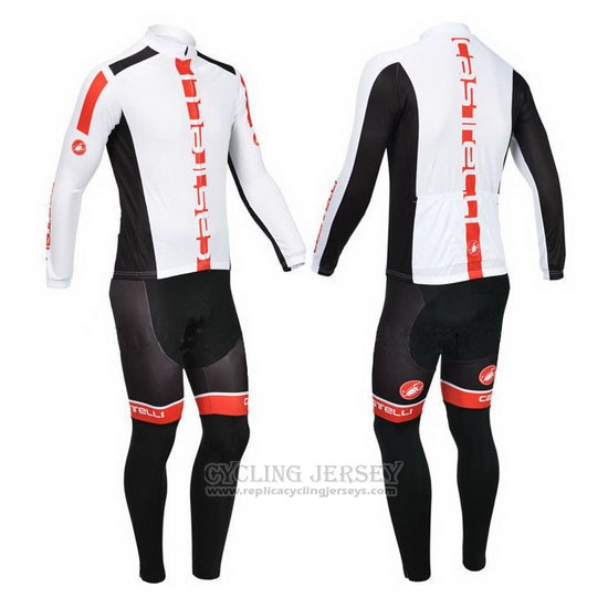 2013 Cycling Jersey Castelli Orange and White Long Sleeve and Bib Tight