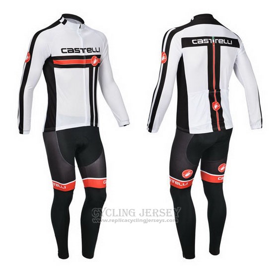 2013 Cycling Jersey Castelli White Long Sleeve and Bib Tight