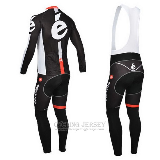 2013 Cycling Jersey Cervelo White and Black Long Sleeve and Bib Tight