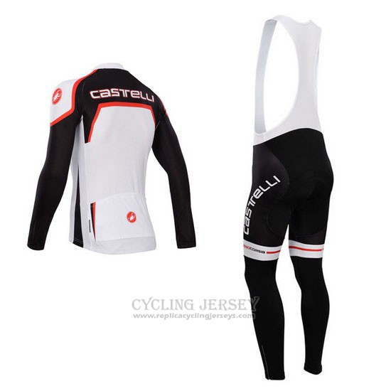 2014 Cycling Jersey Castelli Black and White Long Sleeve and Bib Tight